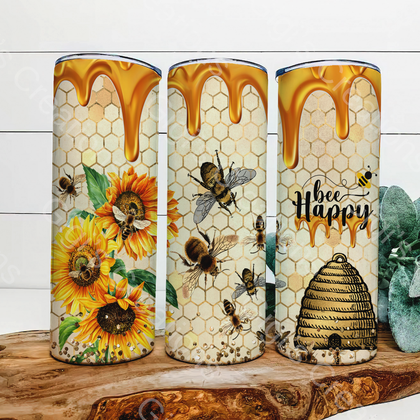 Bee happy 20 oz tumbler