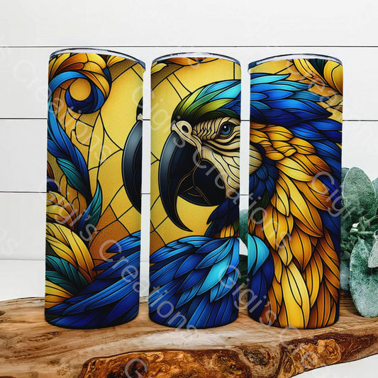 20 OZ Blue and gold macaw tumbler